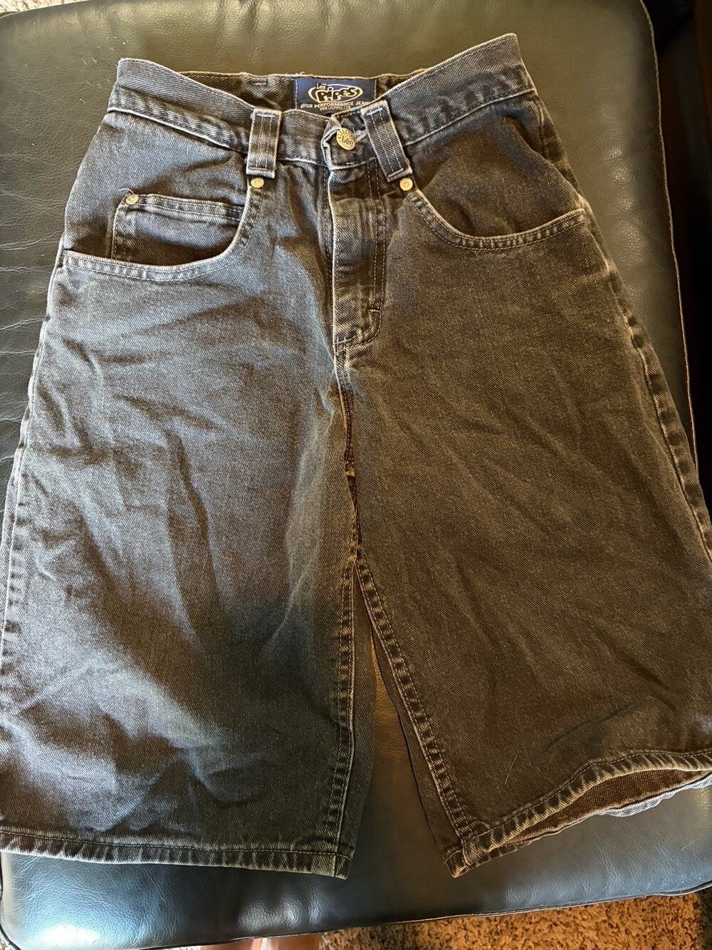 Vintage 90s Y2K Lee Pipes Baggy Wide Leg Black Denim Shorts